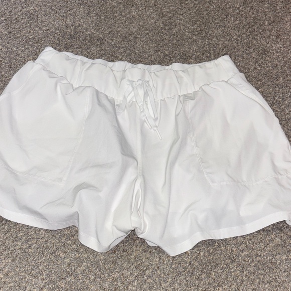 Women's White Plus Size Athletic Shorts - Picture 1 of 3